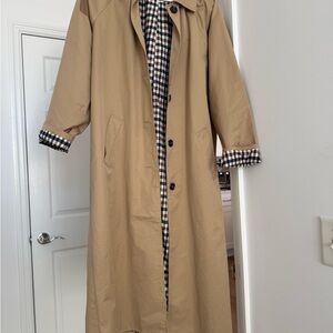 Joie Beige Trench Coat with Plaid Lining